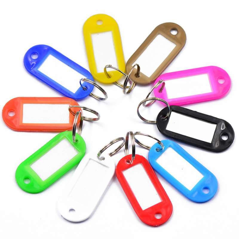 10pcs Assorted Colors Key ID Tags Ring Keyring Keychain with Label Window