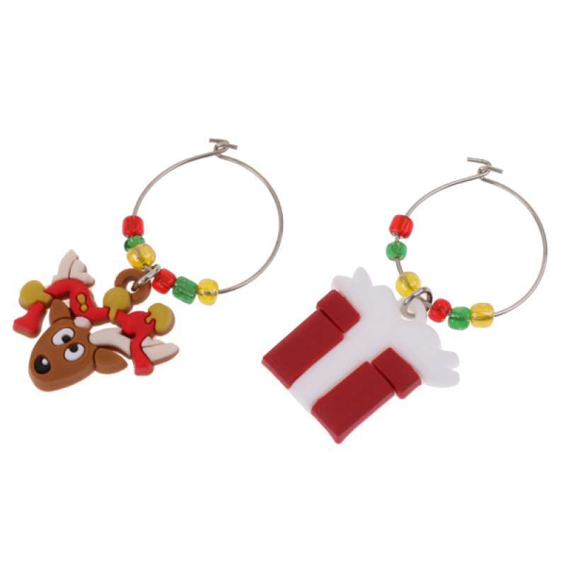 12pcs Christmas Santa Snowman Wine Glass Charms Marker Rings Table Decor DIY