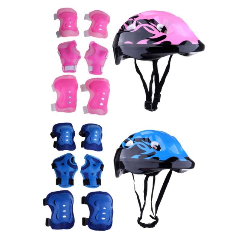 as described Knee pads+Elbow pads+wrist pads - Pink Homyl Kids Children Roller Skating Skateboard BMX Scooter Cycling Protective Gear Pads