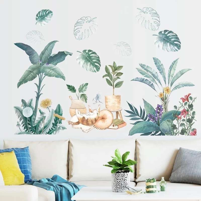Jual Wallsticker Tropical Design Monstera Cat Sticker Dinding Lucu Unik Online Oktober 2020 Blibli Com