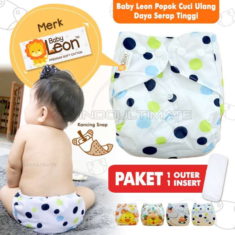 Jual BABY LEON Clodi Popok Cuci Ulang Motif FREE INSERT BY 82