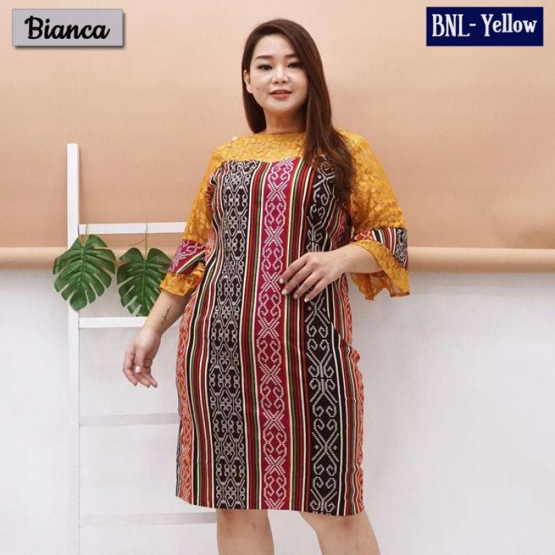 Jual Koesoema Clothing Bianca Bnl Dress Batik Jumbo Kombinasi Brokat Bigsize Fit Up To Xxl Online November 2020 Blibli Com