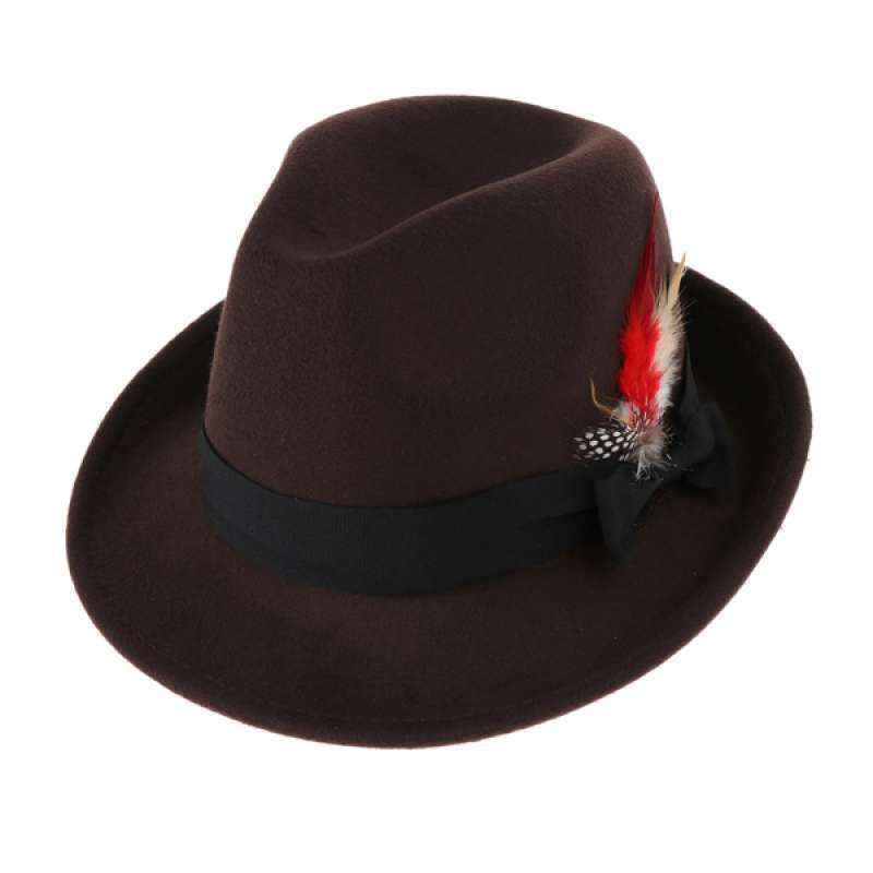 Promo Men Retro Fedora Hat Wool Felt 