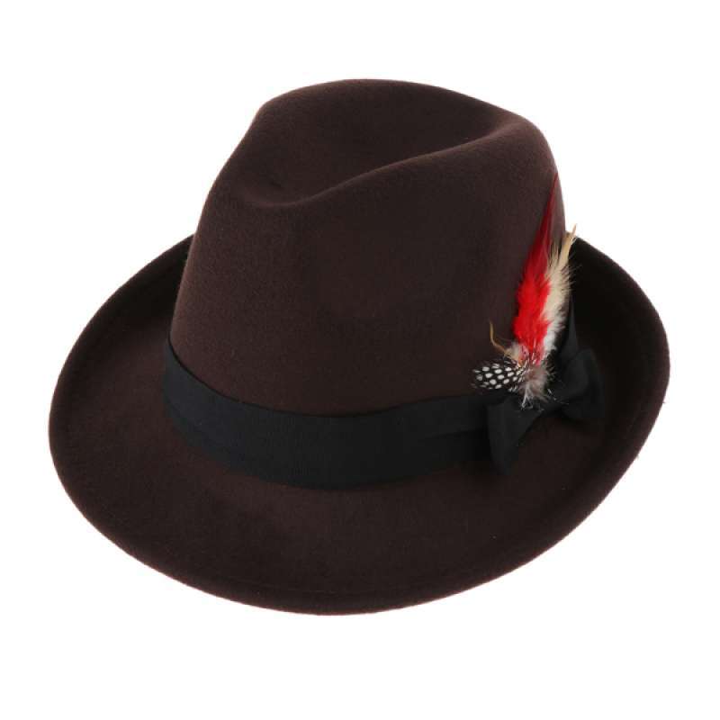 Promo Men Retro Fedora Hat Wool Felt 