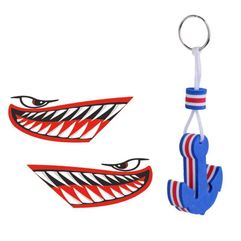 2x Shark Vinyl Decals Stickers Kayak Anchor Floating Key Chain 