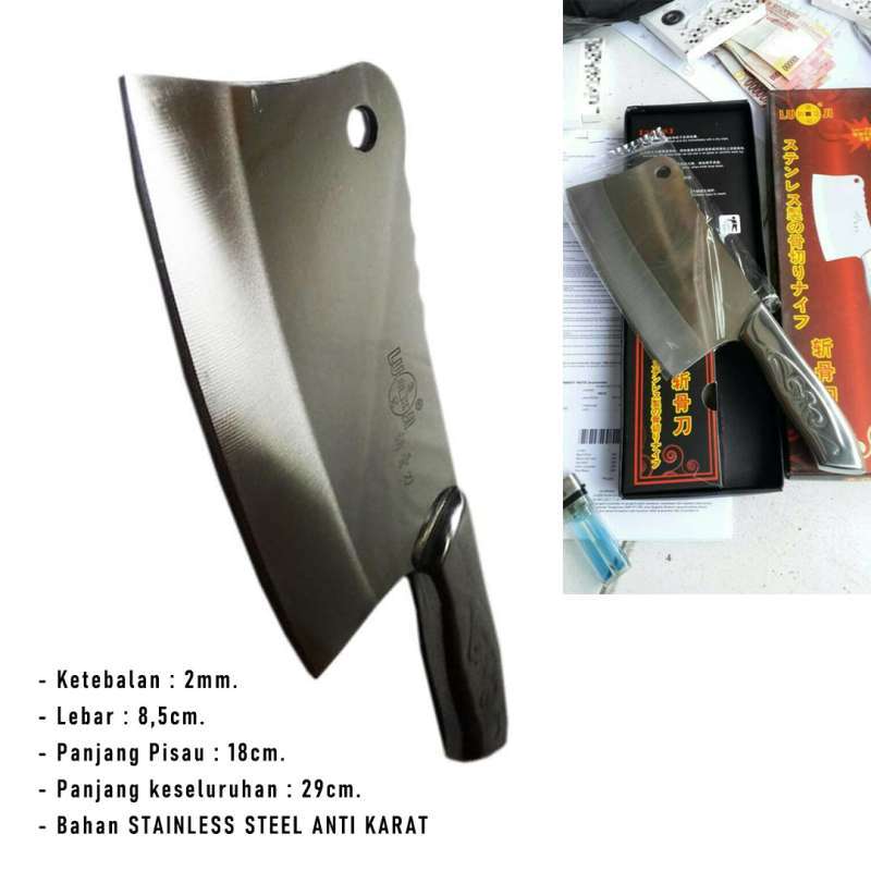 pisau daging golok tulang perlengkapan dapur piso tebal 2mm p 18 cm