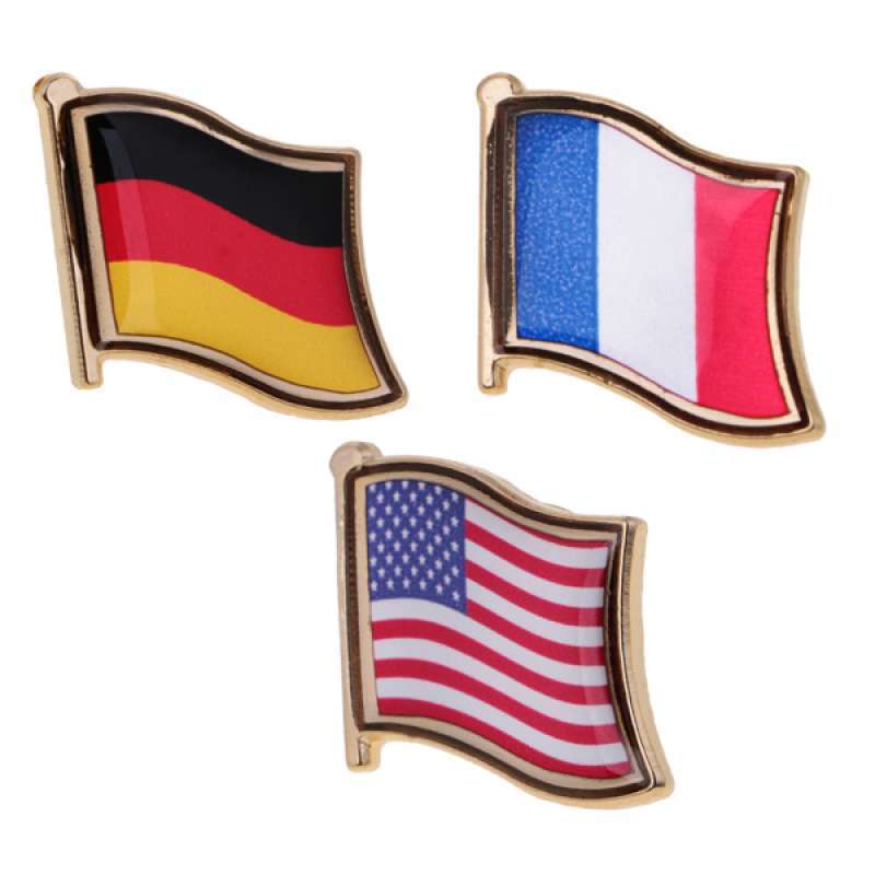 Jual 3pc Metal Flag Badge Emblem For Craft Souvenir Lapel Tie Brooches Diy Square Online November 2020 Blibli Com