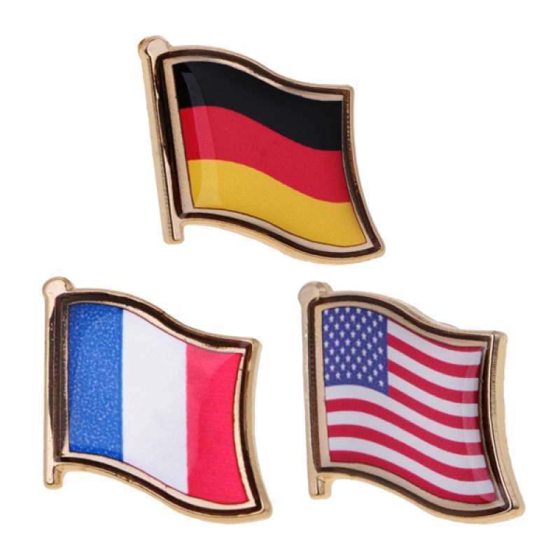 Jual 3pc Metal Flag Badge Emblem For Craft Souvenir Lapel Tie Brooches Diy Square Online November 2020 Blibli Com