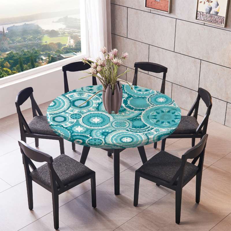 Jual 2 Pieces Table Cloth Round Elastic Edge Fitted Vinyl Table Cover Marble Table Decor Waterproof Table Pads Online April 2021 Blibli