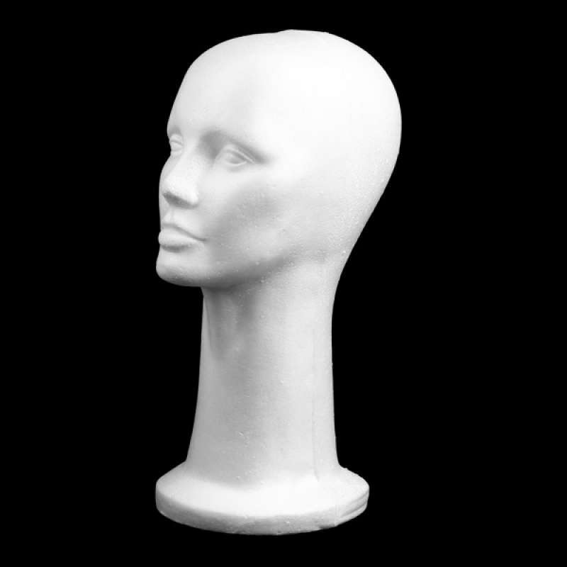 White Female Head Model Wig Hair Hat Display Styrofoam Foam Mannequin 