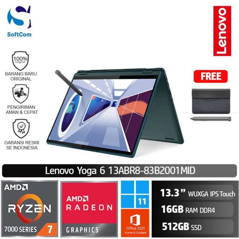 Promo Lenovo Yoga 6 3QID Laptop 2 in 1 [Ryzen 7-7730U/16GB/512GB