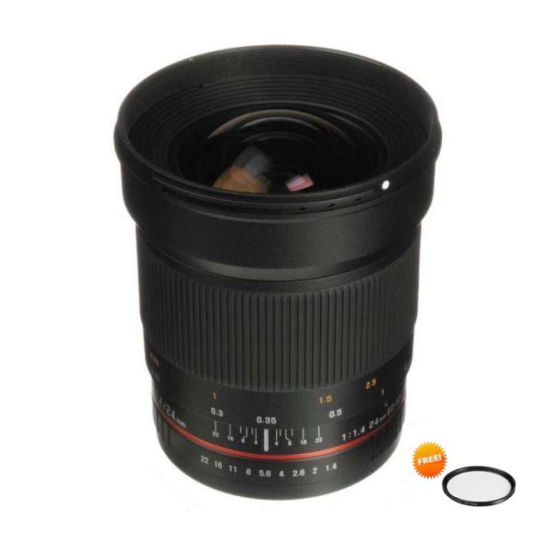 samyang 24mm f 1 4 ed umc lensa kamera for canon free filter uv