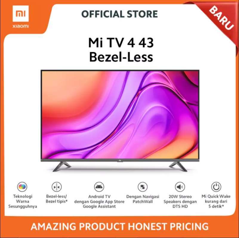 Jual Xiaomi Mi Tv 4 Bezel Less Smart Tv 43 Inch Android Murah Mei 2021 Blibli