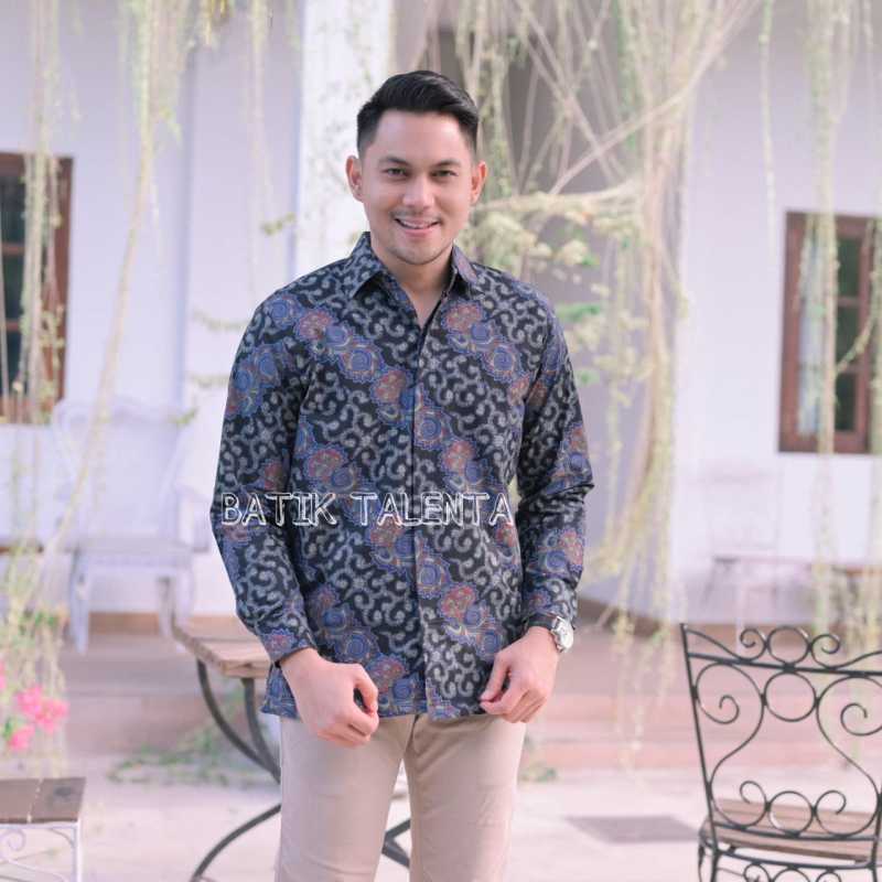 Jual Baju Kemeja Batik Indonesia Formal Blue Modern Pria Lengan Panjang Murah Mei 2021 Blibli
