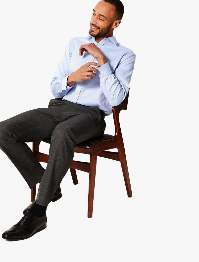 Regular Fit Flat Front Trousers 