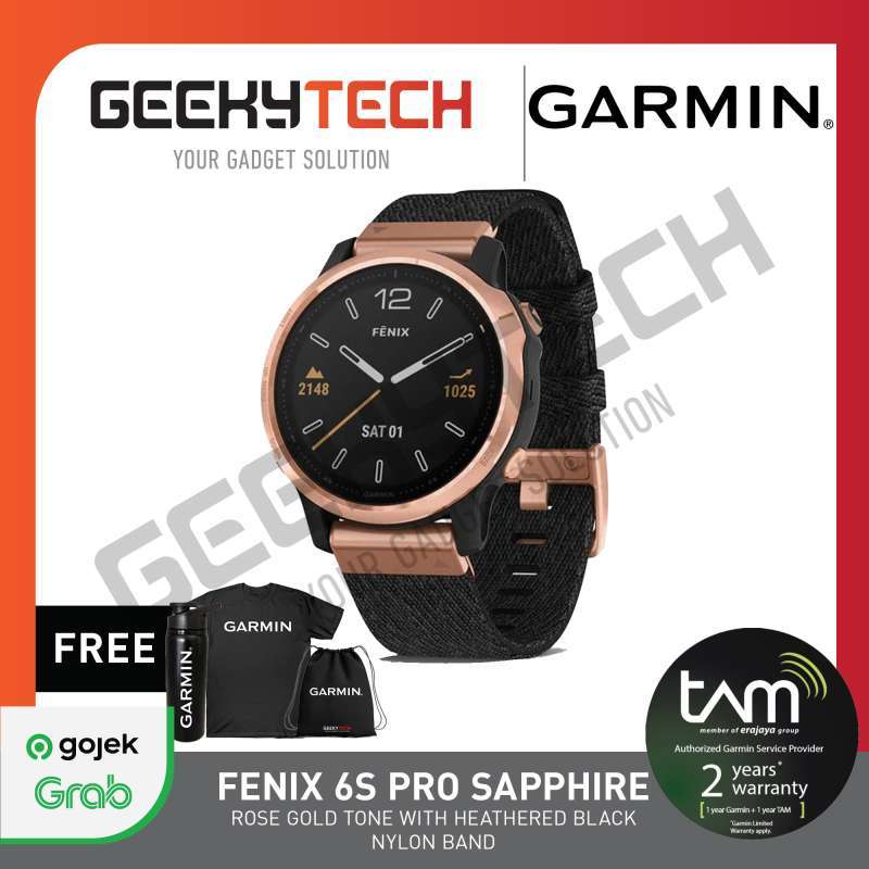 Promo Garmin Fenix 6S Pro Rose Gold w/ Heathered Black Nylon Band di Seller  GeekyTech Official Store - Kota Jakarta Utara, DKI Jakarta | Blibli