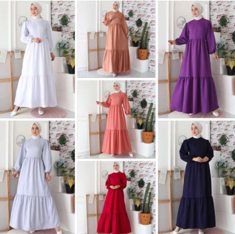 Jual Gamis Malika Busui Maxi Dress Lengan Balon Fashion Muslim Online Mei 2021 Blibli