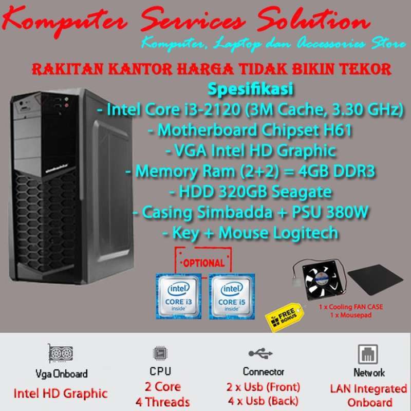 paket pc core i3 desktop pc