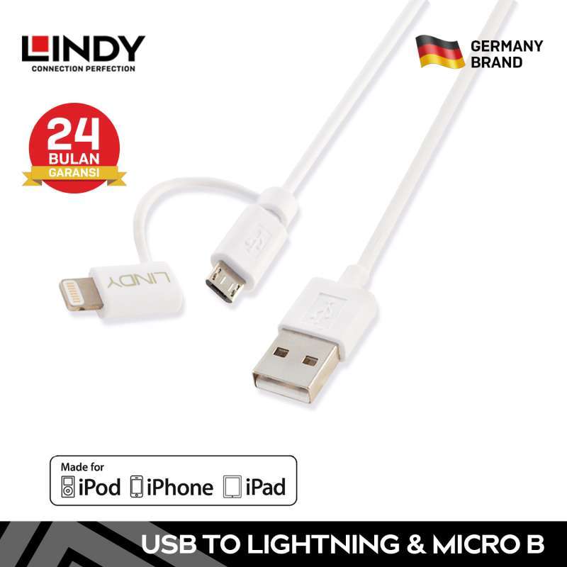 Promo Lindy 31344 Kabel Mfi Apple USB To Lightning Pin Micro