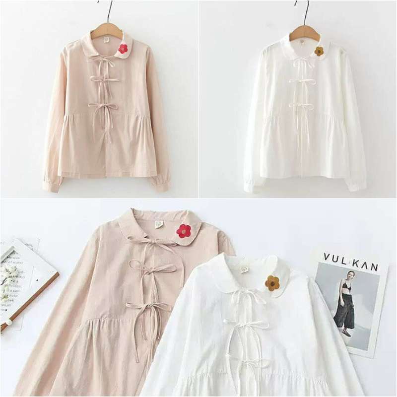 Pakian Wanita Fasion Atasan Wanita Baju Blouse Lengan Panjang Flo Shirt Crepe Blouse Wanita Lengan Panjang Terbaru Agustus 2021 Harga Murah Kualitas Terjamin Blibli