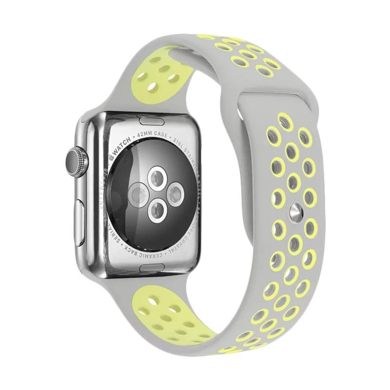 Wakaka Nike Sport Band for Apple Watch 42mm 44mm Silver Kuning