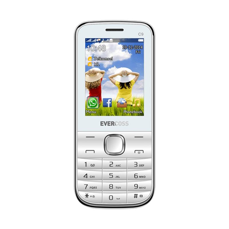 Evercoss V15 Candybar Handphone - White Blue [Dual SIM/Camera]