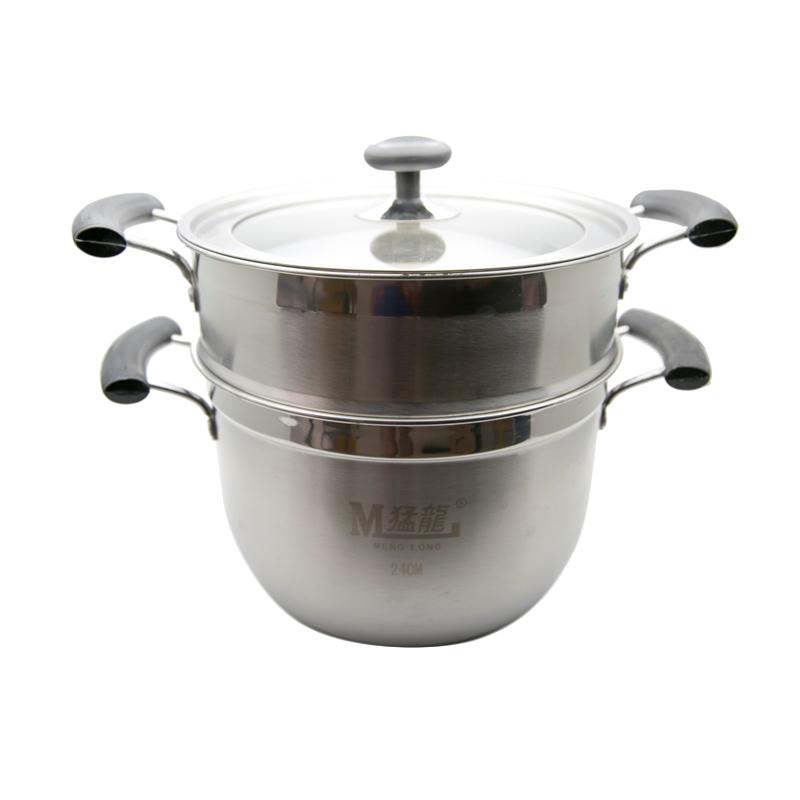 Bima Prima F019A Stainless Panci Steamer dengan Tutup Kaca Silver 24 cm 2 .