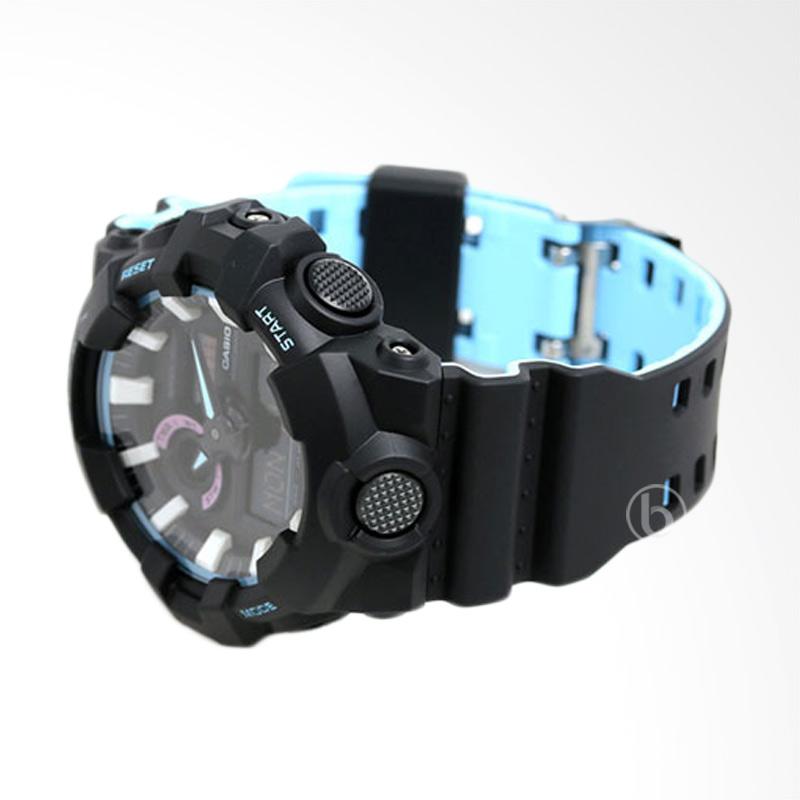 CASIO G-SHOCK Double LED Light Jam Tangan Pria Black Blue [GAS-700PC-1A]