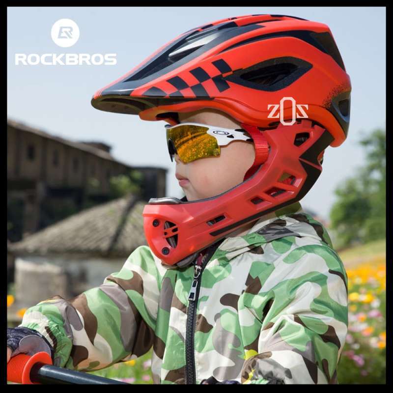 ROCKBROS Cycling Children Full-Face Helmet Ultralight Protect Helmet Blue White 