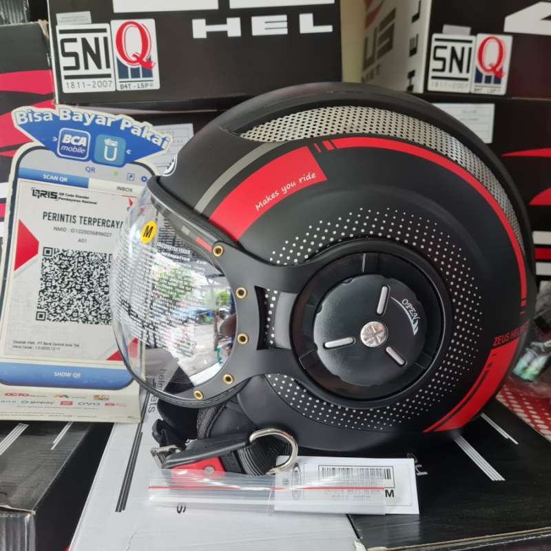 Jual Zeus ZS 218 Matt Black SS12 Red XL di Seller