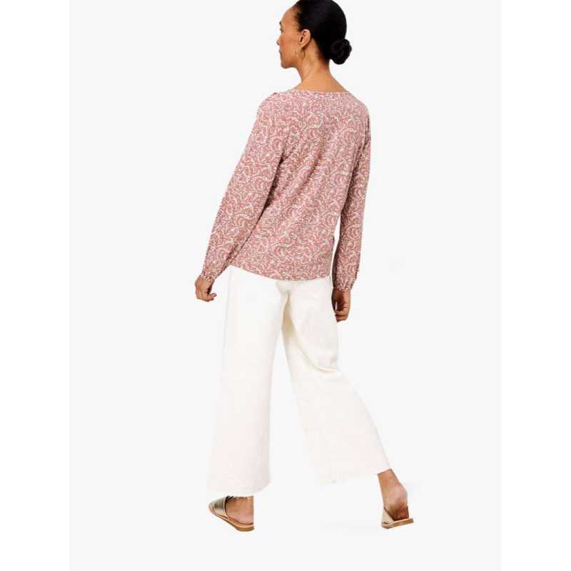 Floral Tie Neck Relaxed Long Sleeve Top 
