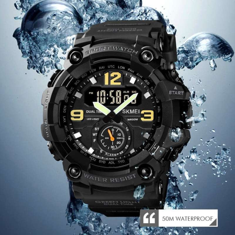 Promo Jam Tangan Pria SKMEI Digital Analog 1637 Black Water