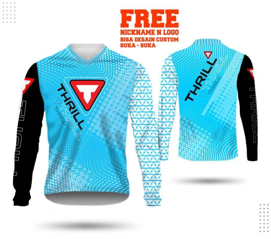 Kaos jersey sepeda mtb mountain road bike baju thrill lengan panjang