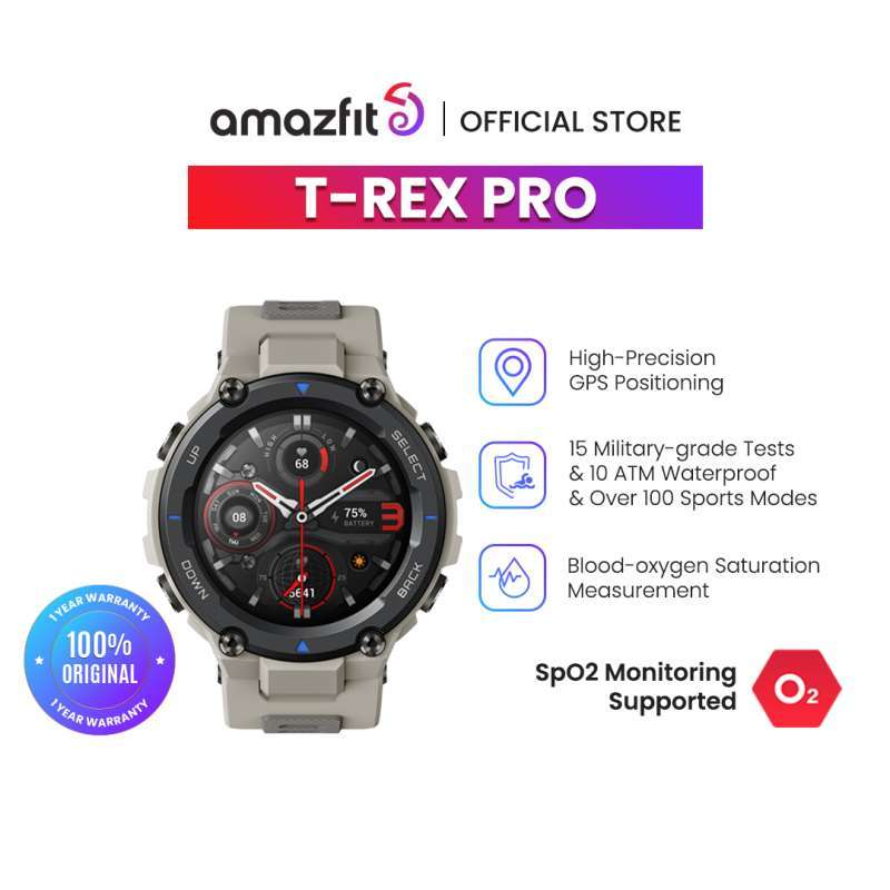 Promo Amazfit T-Rex Pro Rugged Outdoor Smartwatch SpO2 15 Military  Certificates 100 Sports Mode Diskon 37% di Seller Amazfit Official Store -  Penjaringan, Kota Jakarta Utara | Blibli