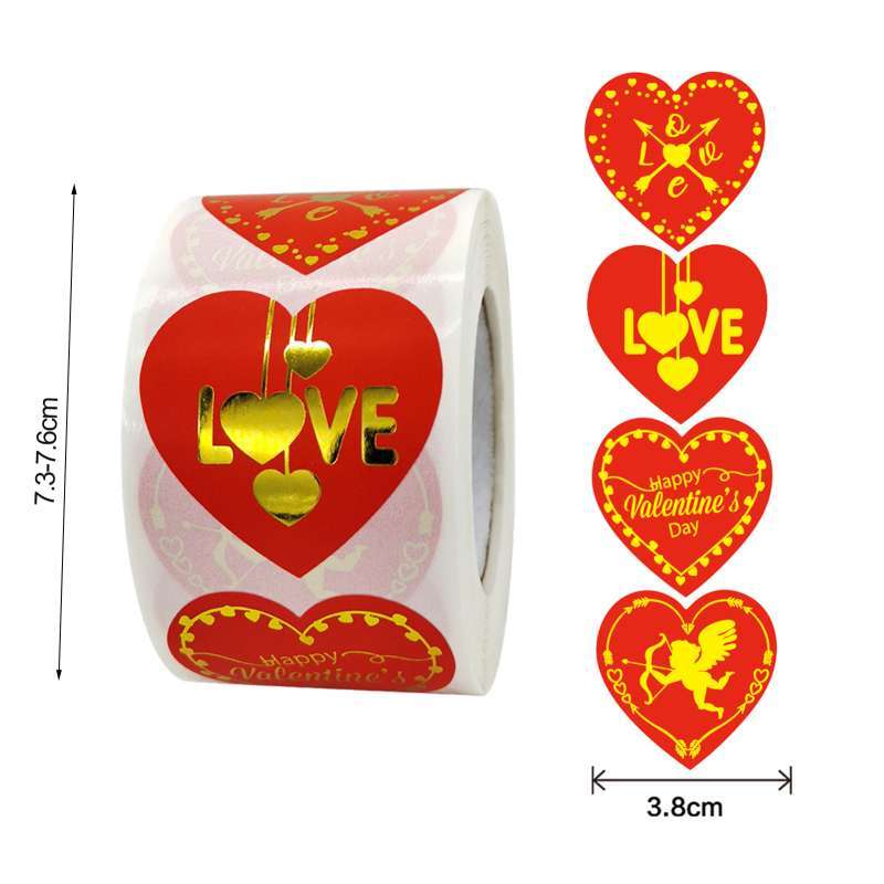 Bluelans 500Pcs-Roll Valentines Red Heart Shape Stickers Tags Envelope Gift  Decor Labels