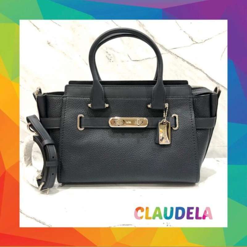 Jual COACH Swagger Medium 27 in Navy Pebble Leather di Seller