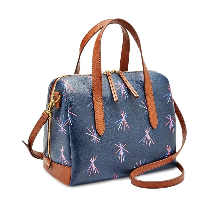 fossil sydney satchel navy multi