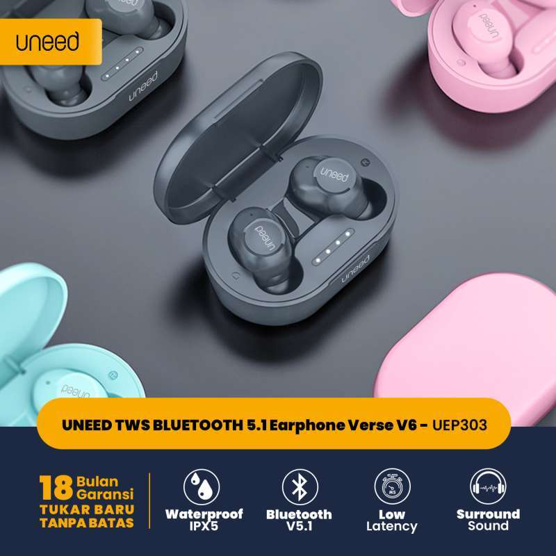 Promo Uneed TWS Bluetooth 5.1 Earphone Verse V6 UEP303 Blue