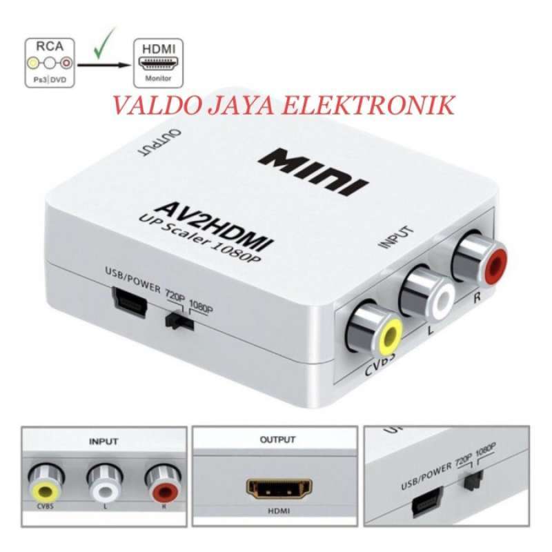 Jual BEST SALE CONVERTER RCA TO HDMI CONVERTER AV2HDMI ...