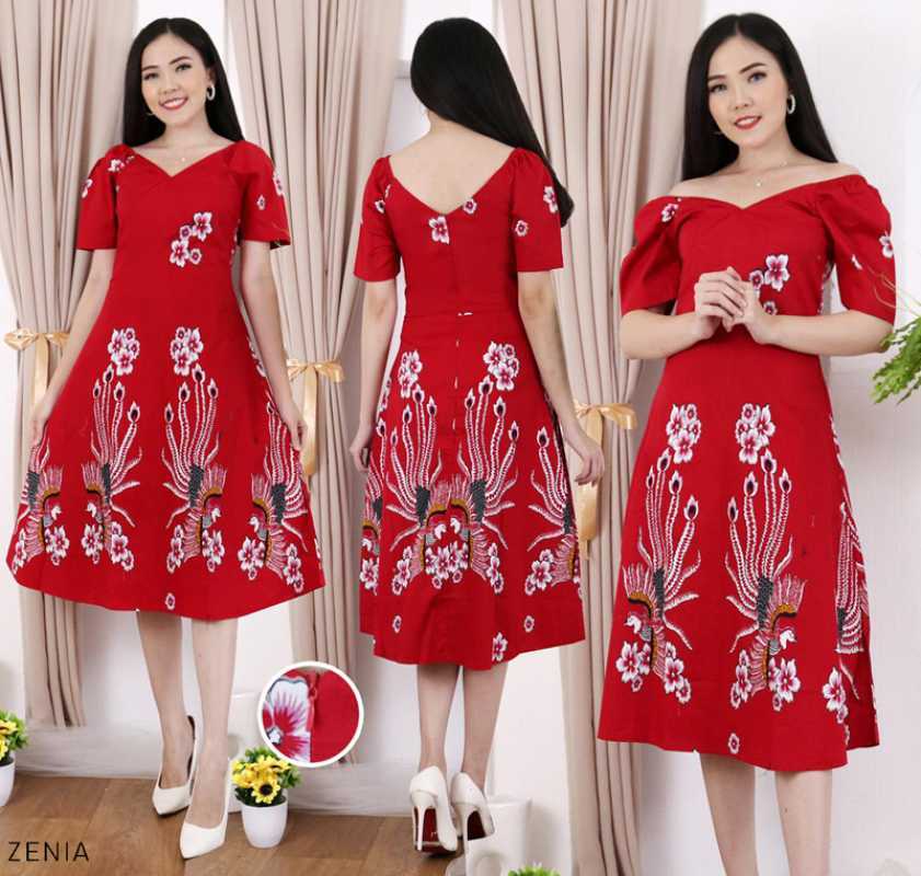 Dress cheap batik merah