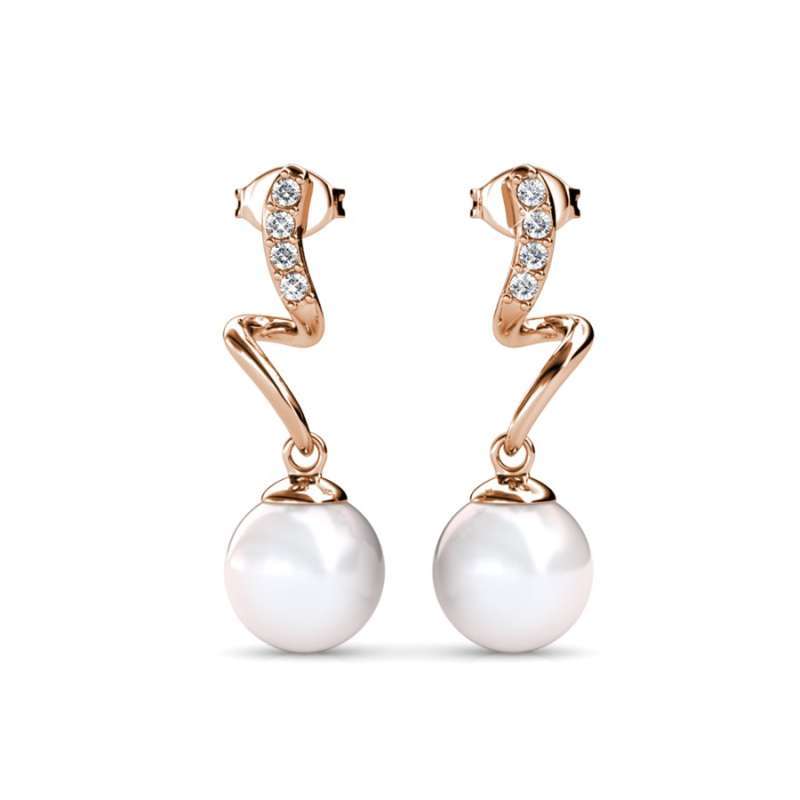 Waver Pearl Earrings Anting Crystal by Her Jewellery Rose Gold