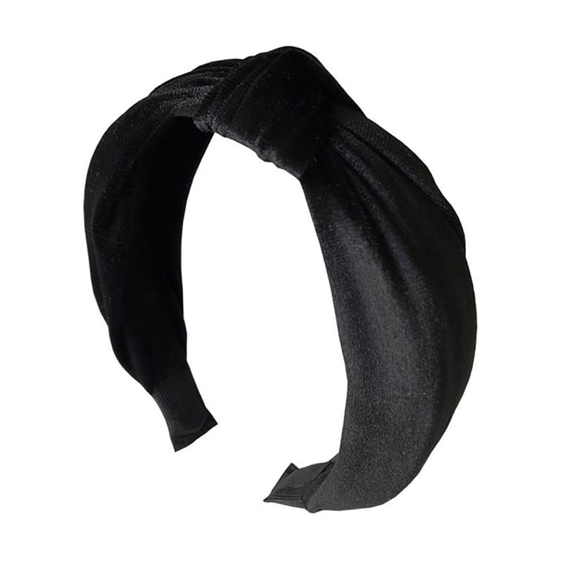 Bluelans Solid Color Fashion Women Velvet Wide Headband Black
