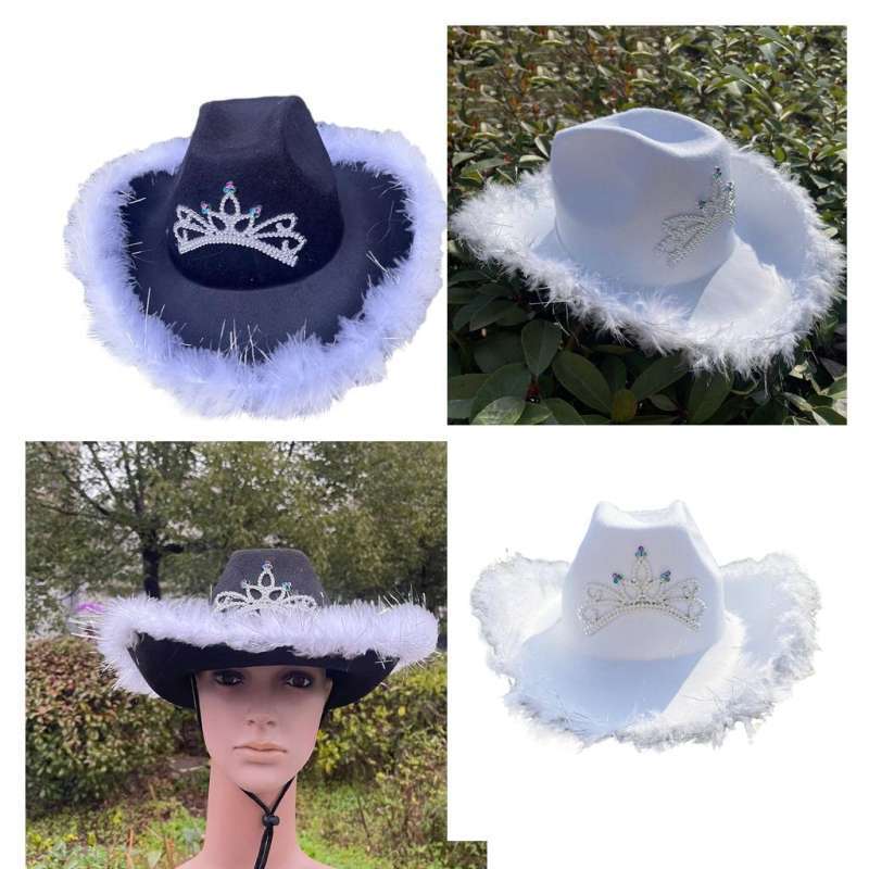 Promo 2Pcs Black\u0026White Cowboy Hats with 