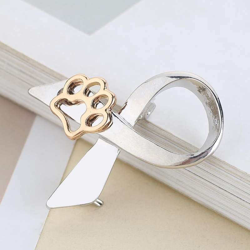 Promo 4xWomen Ribbon Paw Scarf Brooch 