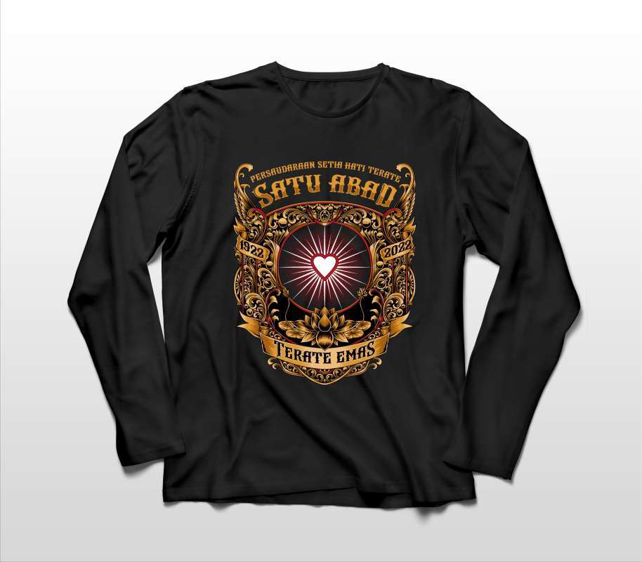 KAOS LENGAN PANJANG PENCAK SILAT PSHT 1922 SATU ABAD TERATE EMAS 2 BIG SIZE  JUMBO
