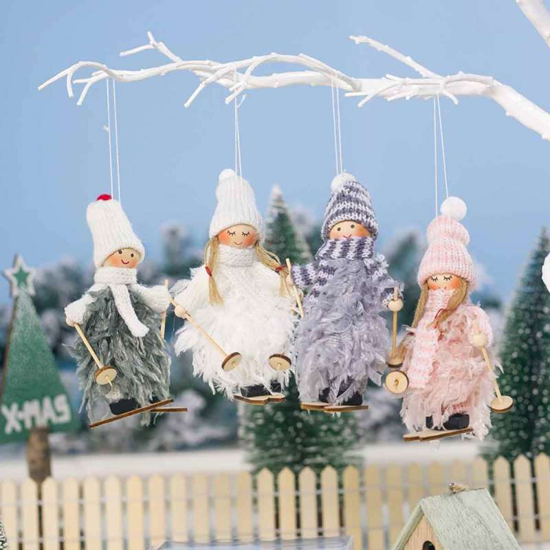 Jual Skiing Girl Feather Doll Ornament Xmas Tree Window Decoration Christmas Pendant Grey Online November 2020 Blibli Com