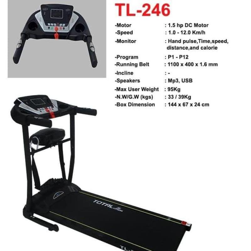 Jual Total Fitness Tl246 Manual Incline Treadmill Elektrik 2