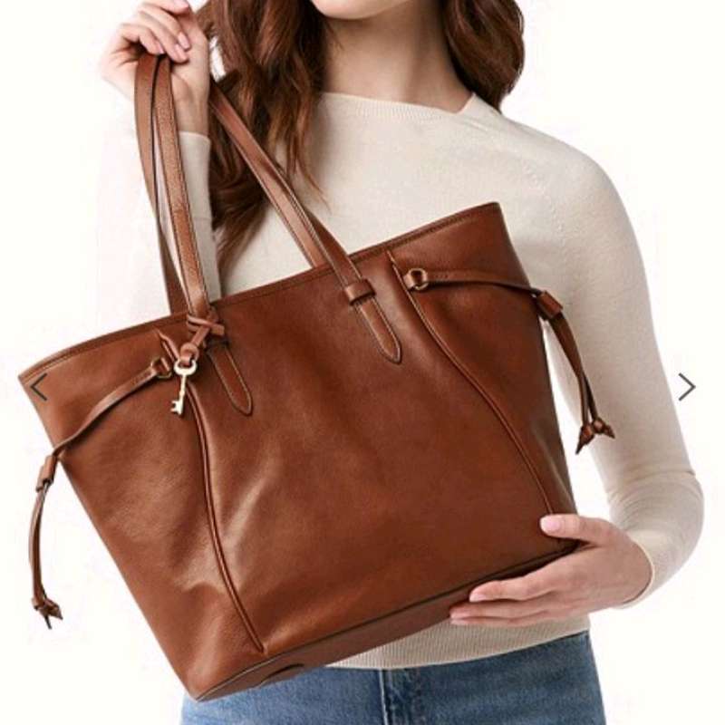 Jual Fossil Charli Tote Bag Leather Medium Brown SHB2889210 Tas