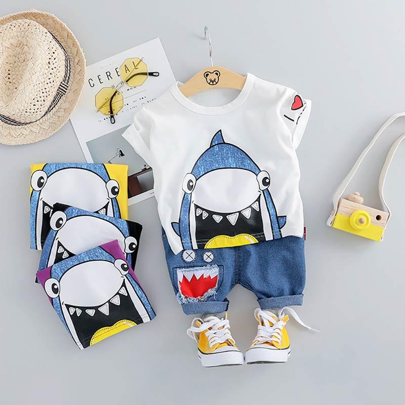 Jual Bluelans Summer Baby Boys Cartoon Shark T Shirt Top Short Pants Set Online September 2020 Blibli Com