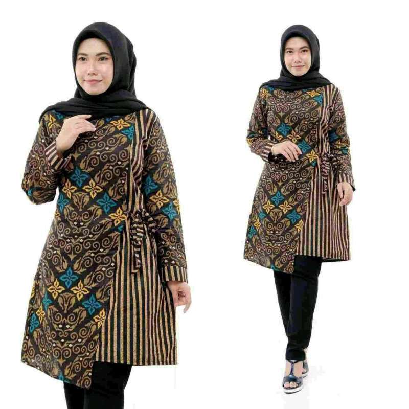 Jual Tunik Batik Wanita | Baju Atasan Wanita | Baju Batik Wanita | Baju  Kantor Wanita | Dress Batik Wanita - M Biru Di Seller Shashesof Store -  Ambokembang, Kab. Pekalongan | Blibli